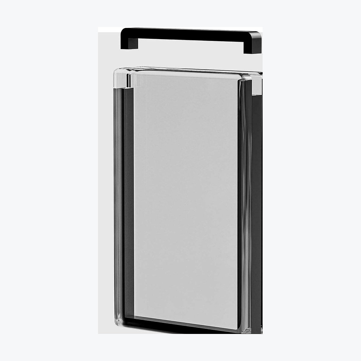 Acrylic graded slab protector with black edging, neutral background