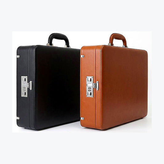 Matte Black and Coffee Brown lockable graded-card briefcases on a clean neutral background